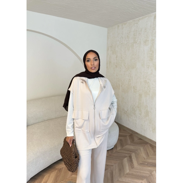 Bluen Yelekli Takım - Bej