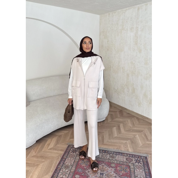 Bluen Yelekli Takım - Bej