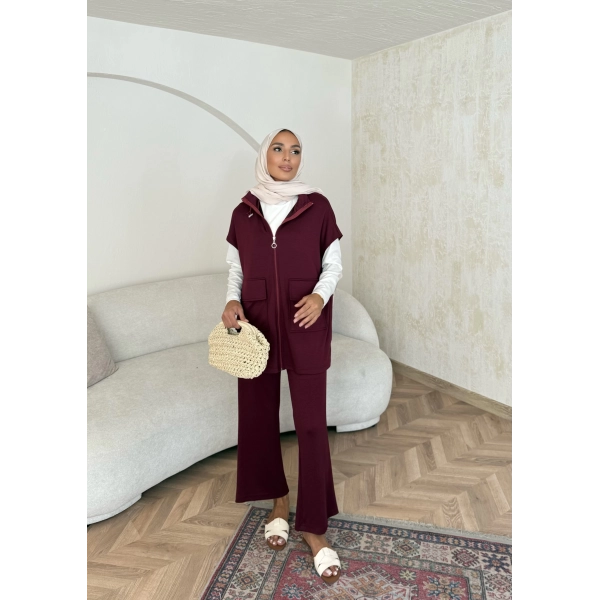 Bluen Yelekli Takım - Bordo