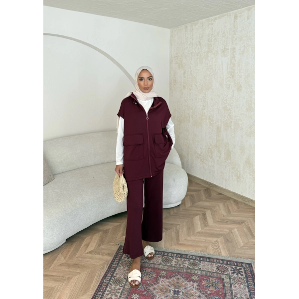 Bluen Yelekli Takım - Bordo