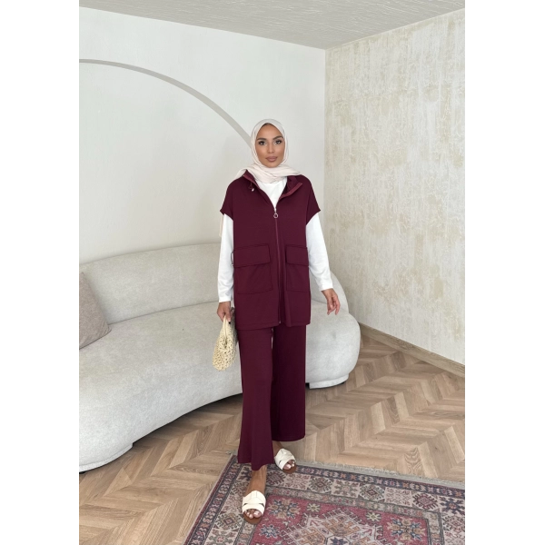 Bluen Yelekli Takım - Bordo