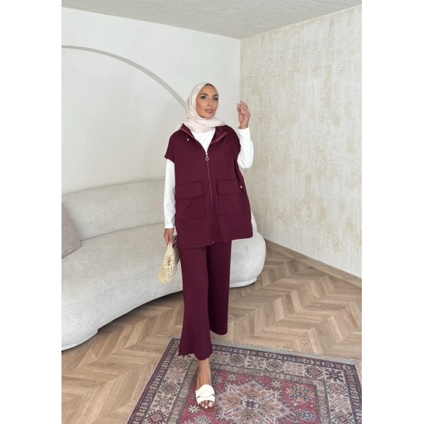 Bluen Yelekli Takım - Bordo