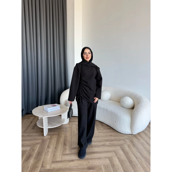 Btç-Özdet Yan Büzgülü Takım - Siyah