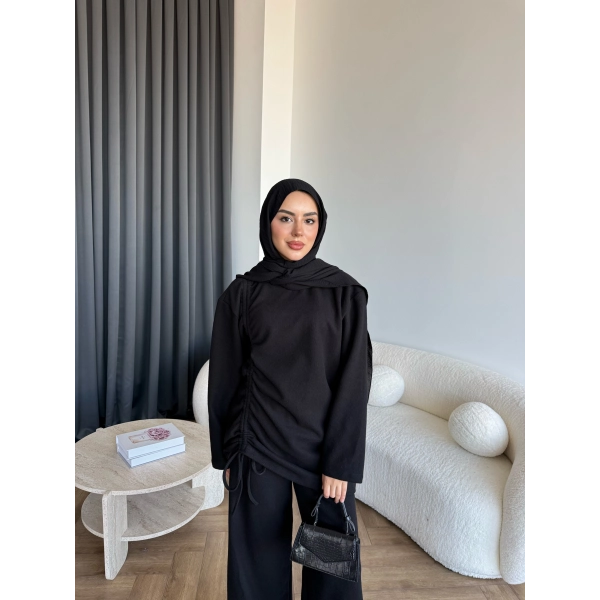 Btç-Özdet Yan Büzgülü Takım - Siyah