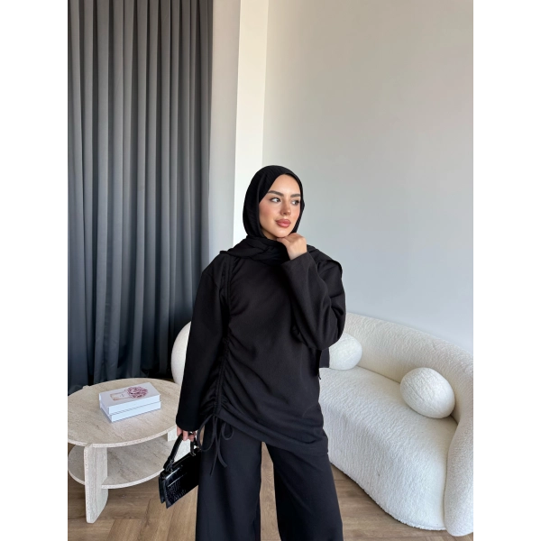 Btç-Özdet Yan Büzgülü Takım - Siyah