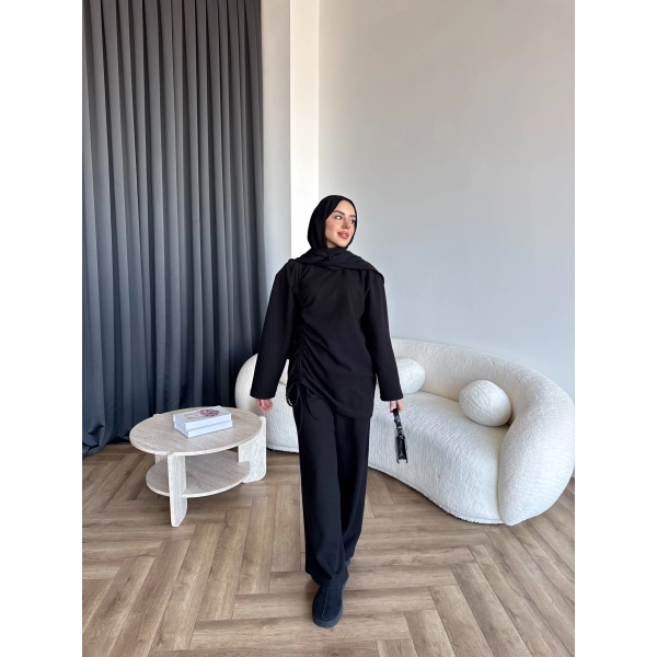 Btç-Özdet Yan Büzgülü Takım - Siyah