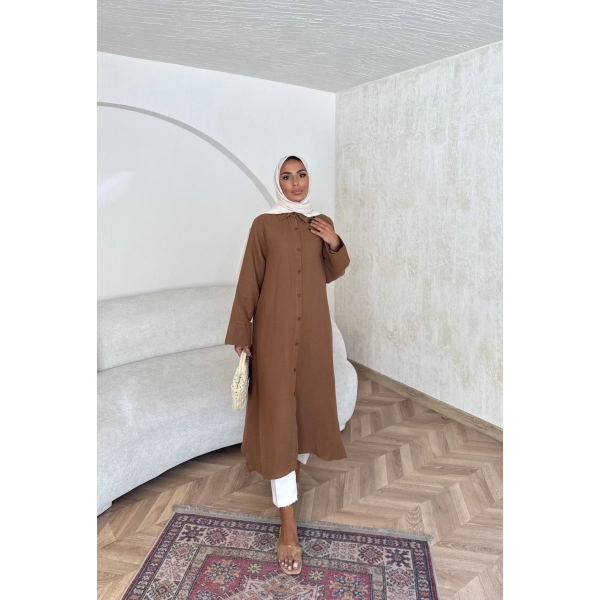 Bulster Müslin Gömlek - Kahve