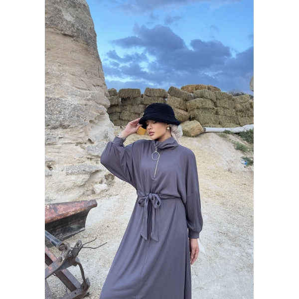 Cesla Fitilli Triko Elbise - Gri