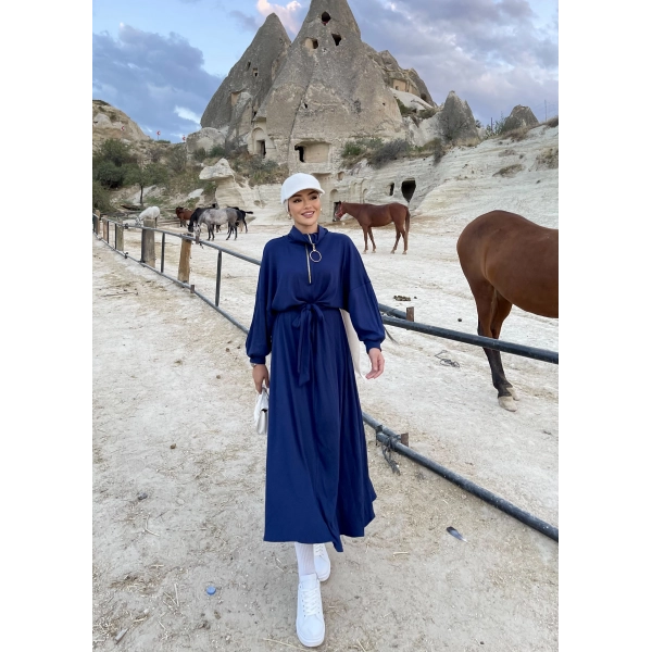 Cesla Fitilli Triko Elbise - Lacivert