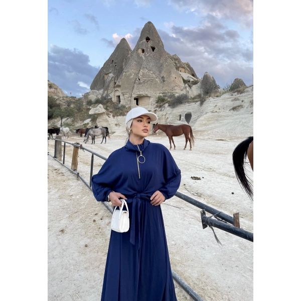 Cesla Fitilli Triko Elbise - Lacivert