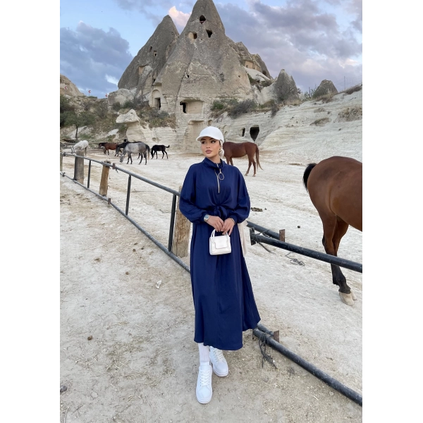 Cesla Fitilli Triko Elbise - Lacivert