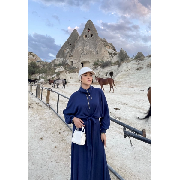 Cesla Fitilli Triko Elbise - Lacivert