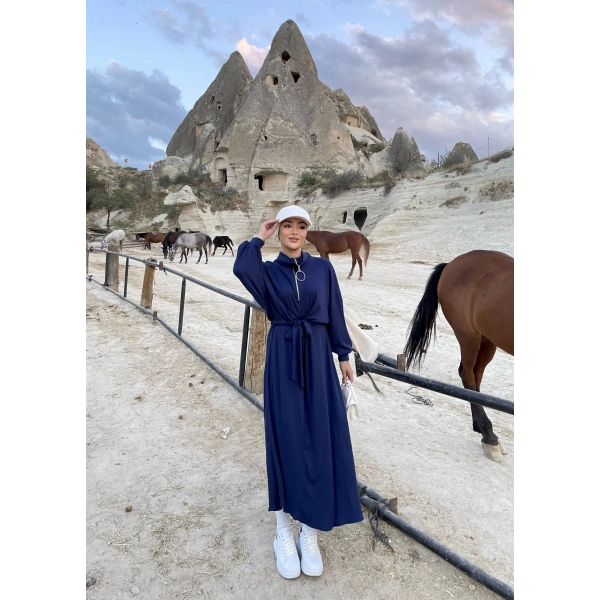 Cesla Fitilli Triko Elbise - Lacivert