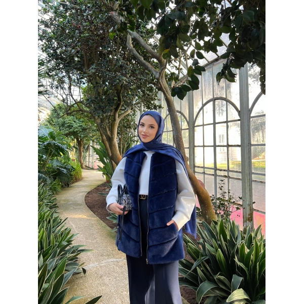 Classic Kürk Yelek - Lacivert