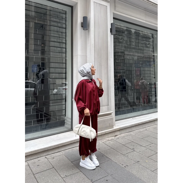 Devil Saten Takım - Bordo