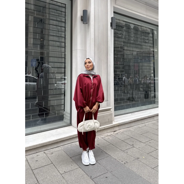 Devil Saten Takım - Bordo