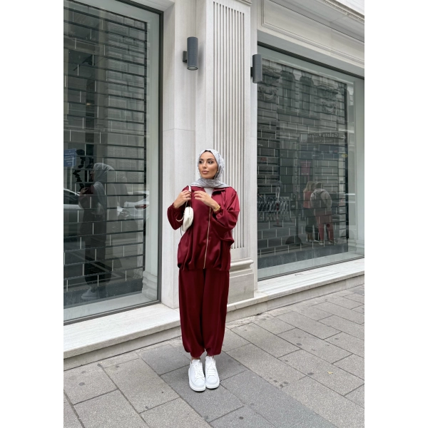 Devil Saten Takım - Bordo