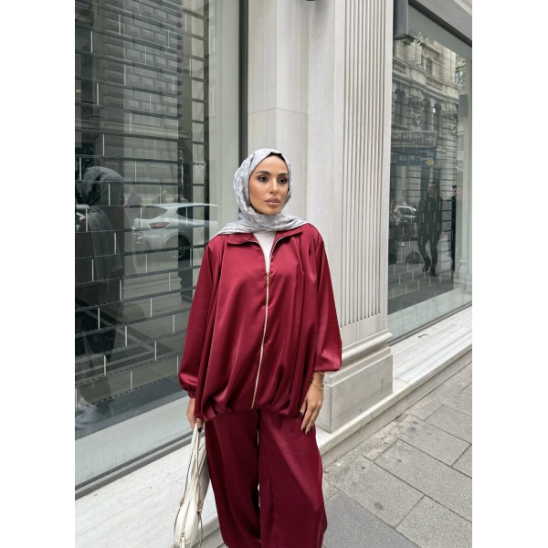 Devil Saten Takım - Bordo