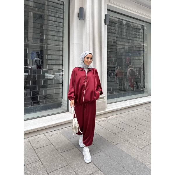 Devil Saten Takım - Bordo