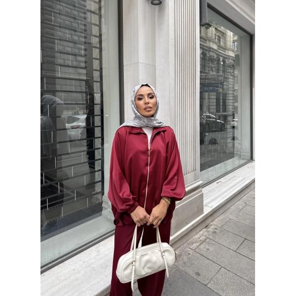 Devil Saten Takım - Bordo