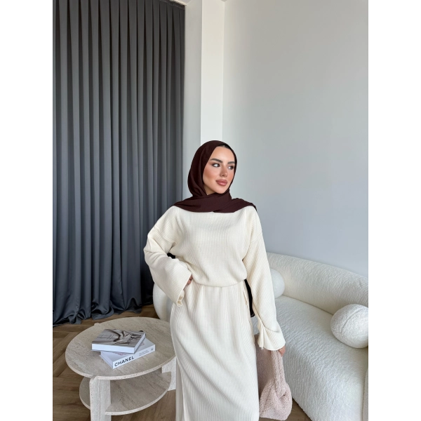 Dora Triko Elbise - Bej