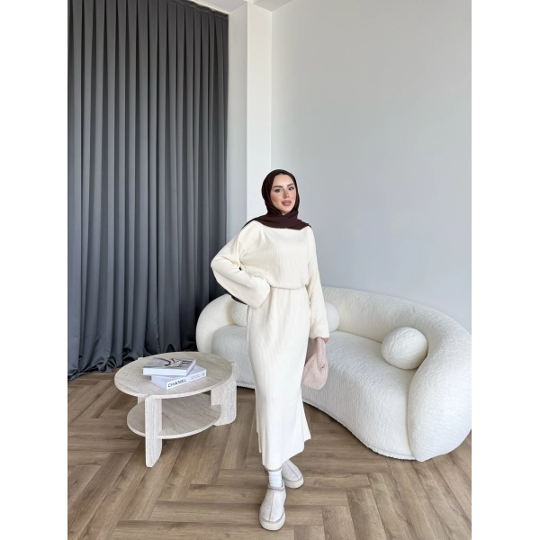 Dora Triko Elbise - Bej