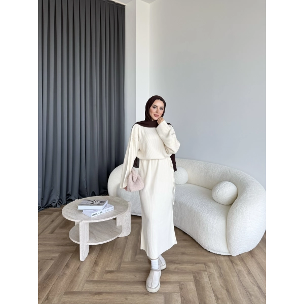 Dora Triko Elbise - Bej