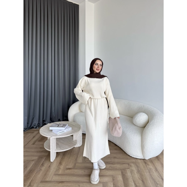 Dora Triko Elbise - Bej