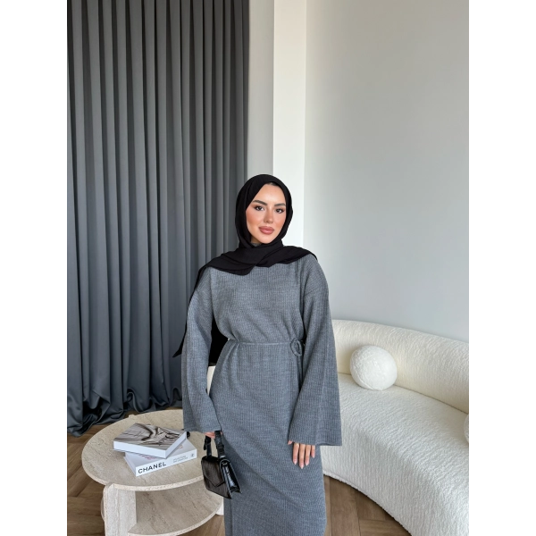 Dora Triko Elbise - Gri