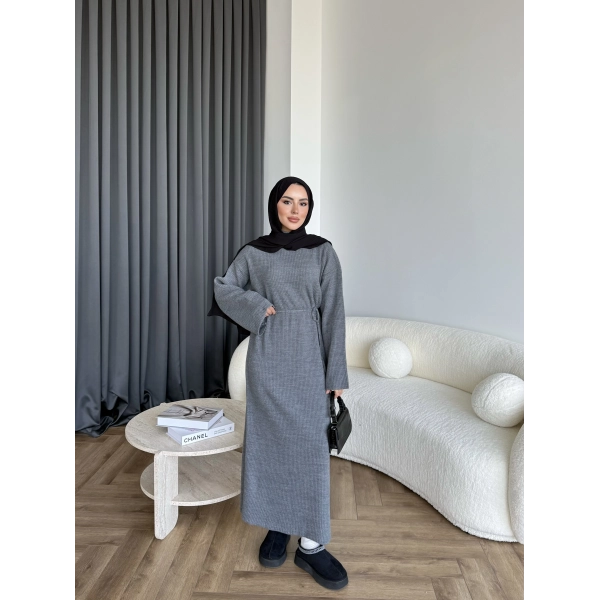 Dora Triko Elbise - Gri