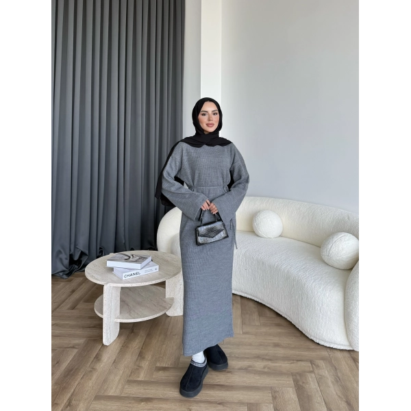 Dora Triko Elbise - Gri