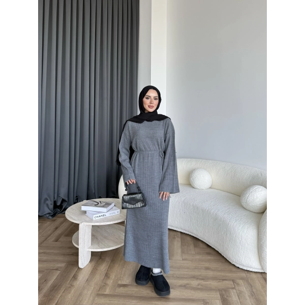 Dora Triko Elbise - Gri