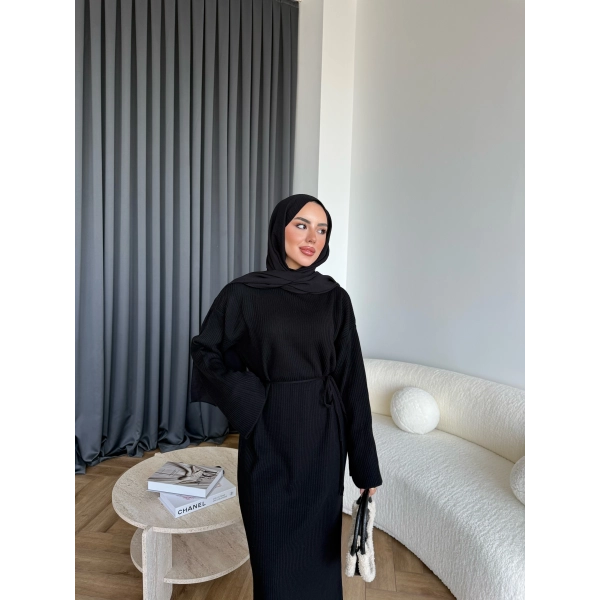 Dora Triko Elbise - Siyah