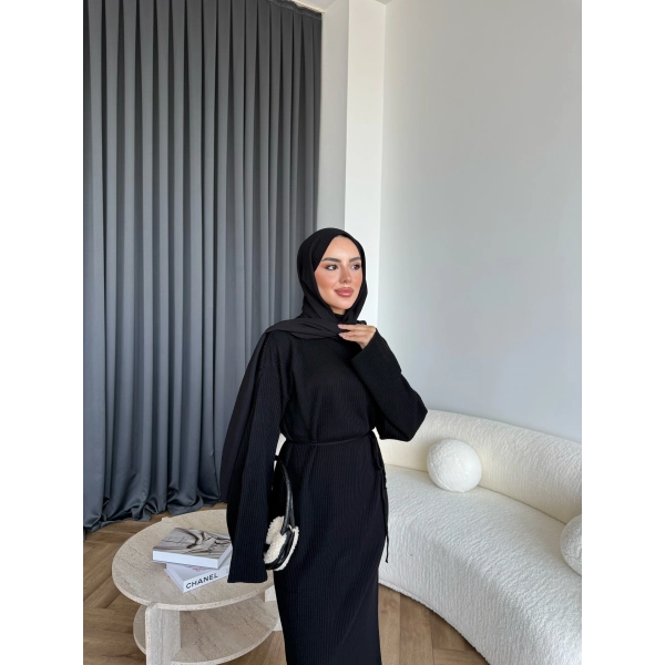 Dora Triko Elbise - Siyah