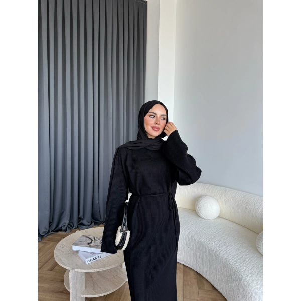 Dora Triko Elbise - Siyah