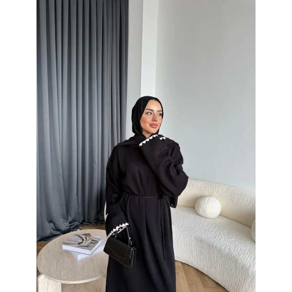 Doray Dantel Detaylı Elbise - Siyah