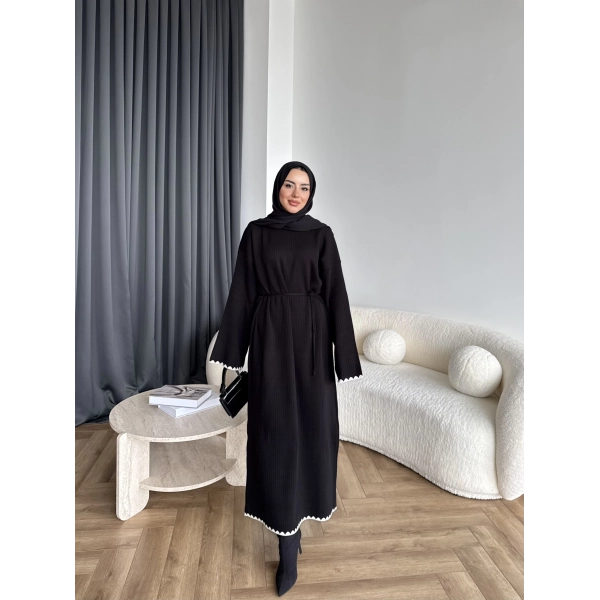 Doray Dantel Detaylı Elbise - Siyah