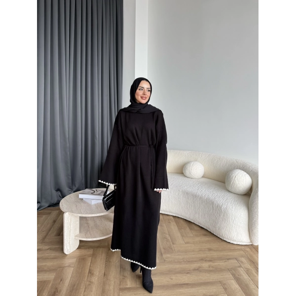 Doray Dantel Detaylı Elbise - Siyah