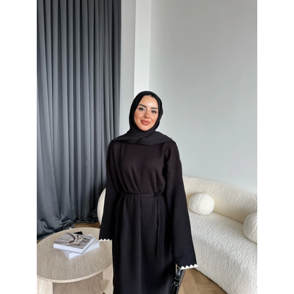 Doray Dantel Detaylı Elbise - Siyah