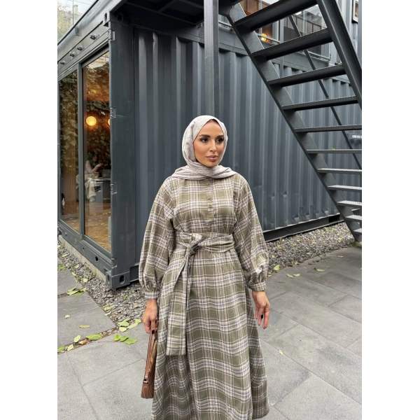 Doria Kareli Elbise - Çağla