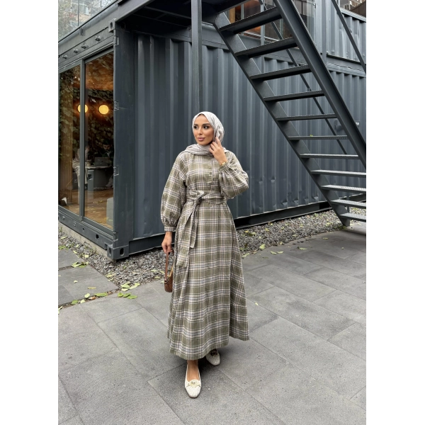 Doria Kareli Elbise - Çağla