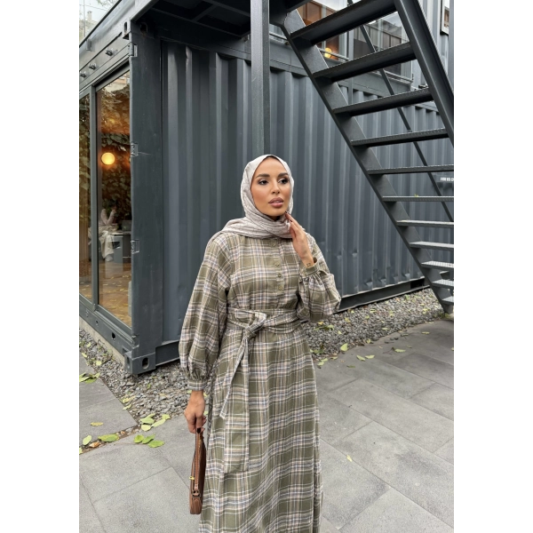 Doria Kareli Elbise - Çağla