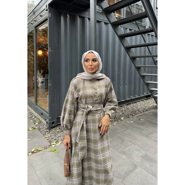 Doria Kareli Elbise - Çağla