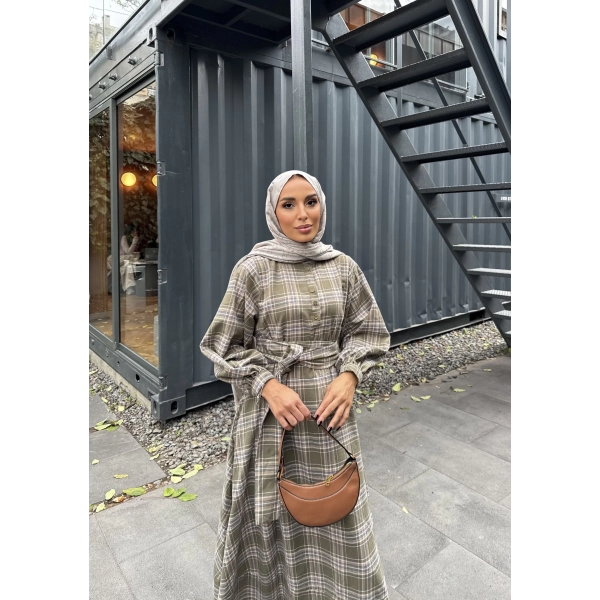 Doria Kareli Elbise - Çağla