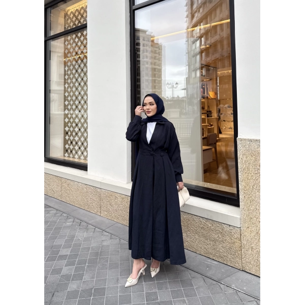 Düğmeli Anvelop Elbise - Lacivert