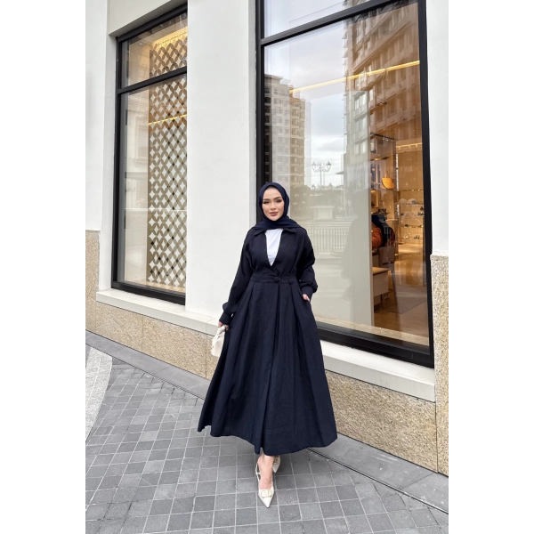 Düğmeli Anvelop Elbise - Lacivert