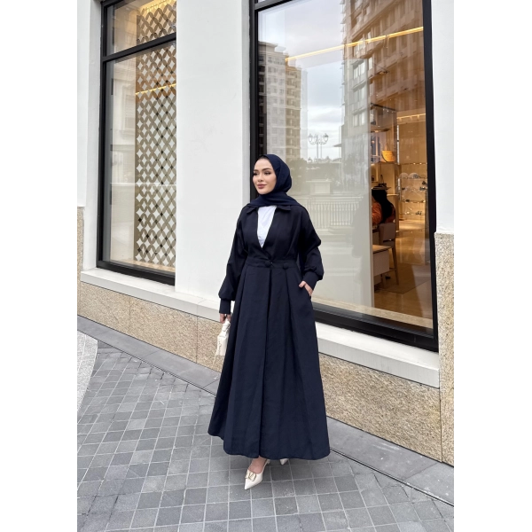 Düğmeli Anvelop Elbise - Lacivert