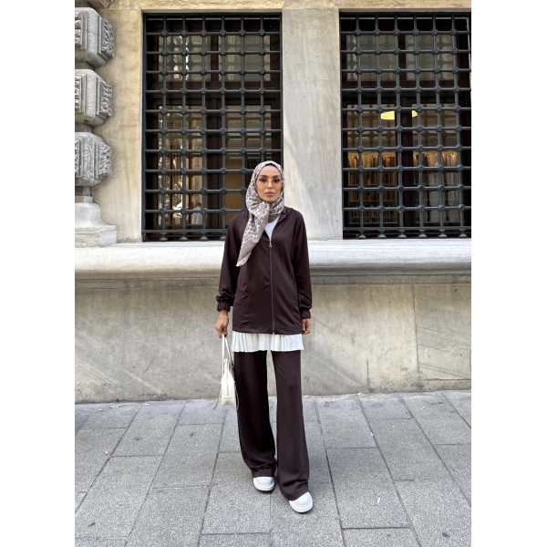 Efran Fermuarlı Takım - Acı Kahve