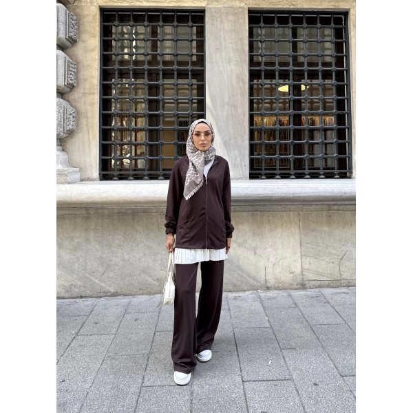 Efran Fermuarlı Takım - Acı Kahve