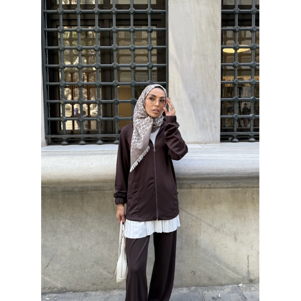 Efran Fermuarlı Takım - Acı Kahve